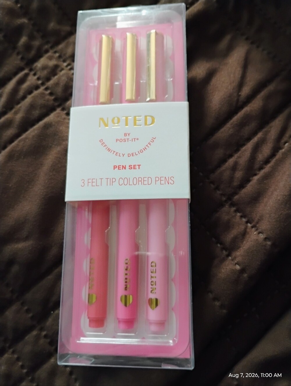 Noted by Post-it Pink 3-Piece Felt Tip Pen Set